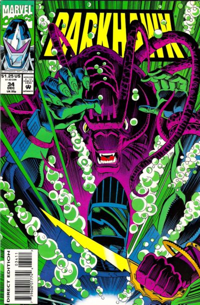 Darkhawk 1991 #34 Direct Edition - back issue - $4.00