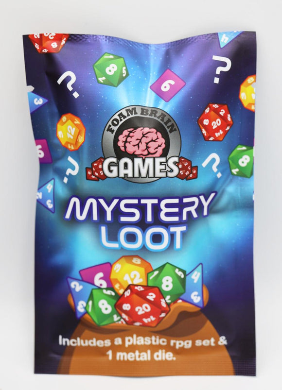 MYSTERY LOOT PLASTIC RPG DICE SET AND BONUS METAL DIE