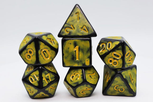 TIMEWORN YELLOW RPG DICE SET