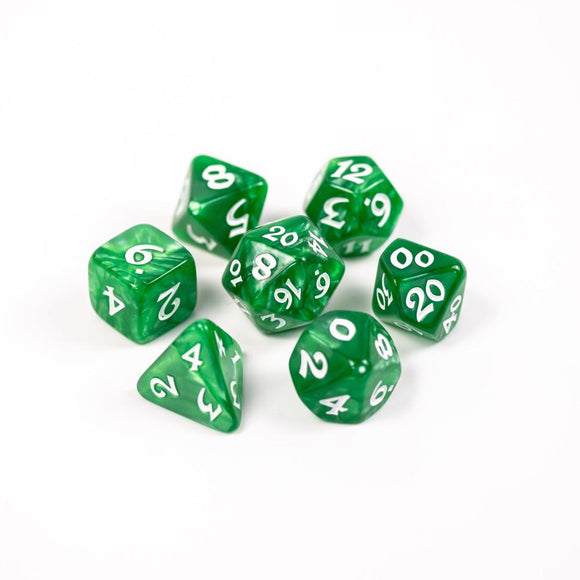 7PC RPG SET - ELESSIA ESSENTIALS - GREEN WITH WHITE