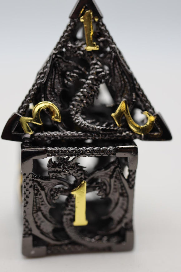 BOUND DRAGON NIGHT - HOLLOW METAL RPG DICE SET