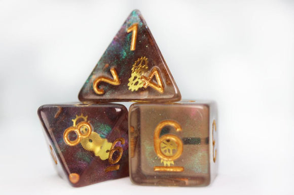 GLITTER GEARWHEEL RPG DICE SET