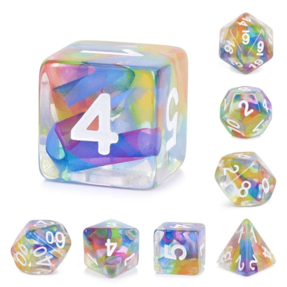 RAINBOW RIBBON RPG DICE SET