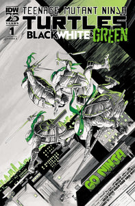 TEENAGE MUTANT NINJA TURTLES BLACK WHITE AND GREEN #1 COVER A SHALVEY CVR A