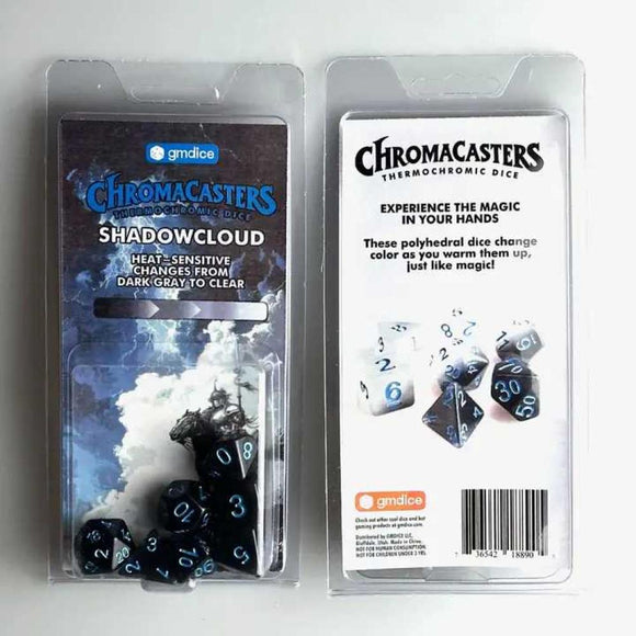 Chromacasters Thermochromic Dice Set - Shadowcloud Dark Gray to Clear