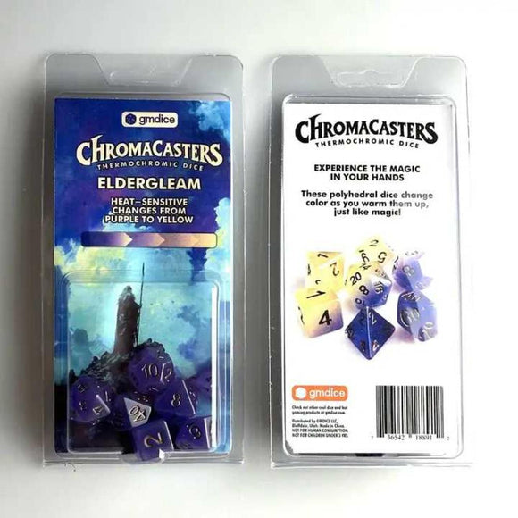 Chromacasters Thermochromic Dice Set - Eldergleam Purple to Yellow