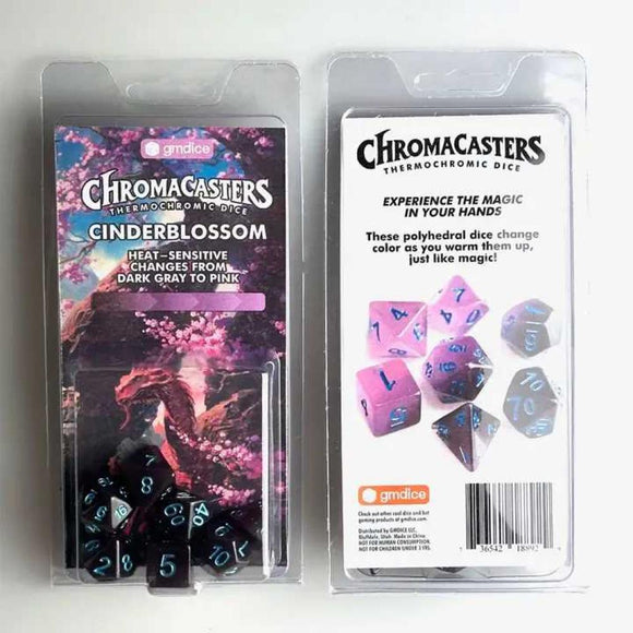 Chromacasters Thermochromic Dice Set - Cinderblossom Dark Gray to Pink