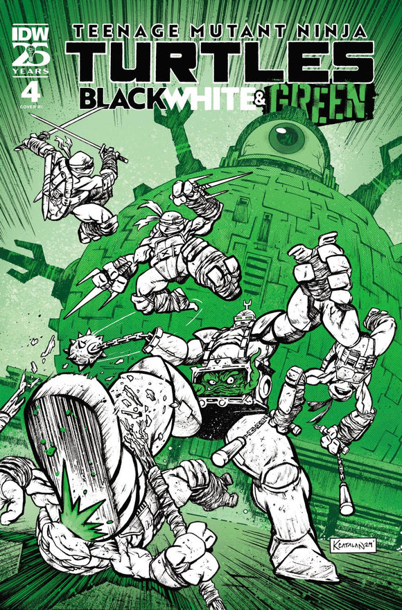 TEENAGE MUTANT NINJA TURTLES BLACK WHITE AND GREEN #4 VAR RI 10 CATALAN FOIL VAR CVR C 1:10 INCV