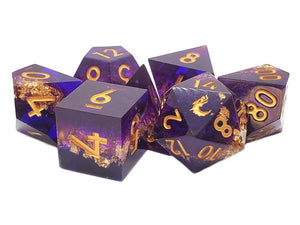 Old School 7 Piece DnD RPG Dice Set: Sharp Edged - Royal Rumble
