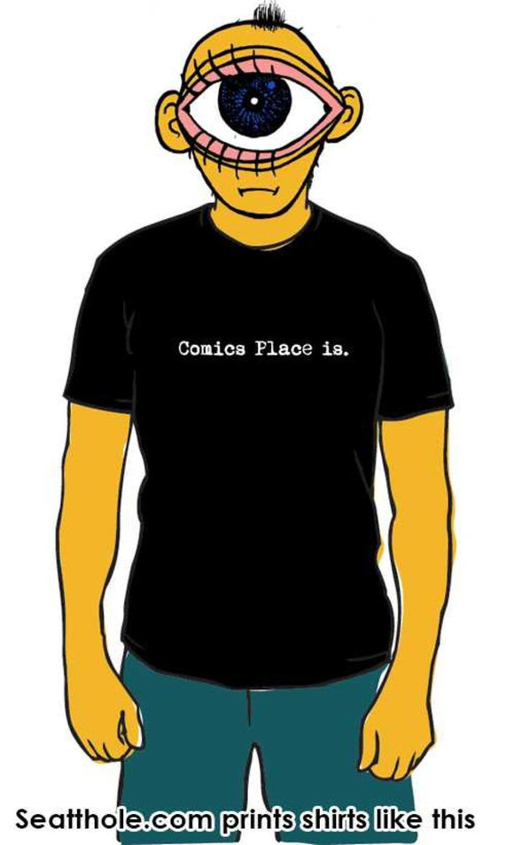 COMICS PLACE IS UNISEX TEE SHIRT BLACK MED T-SHIRT