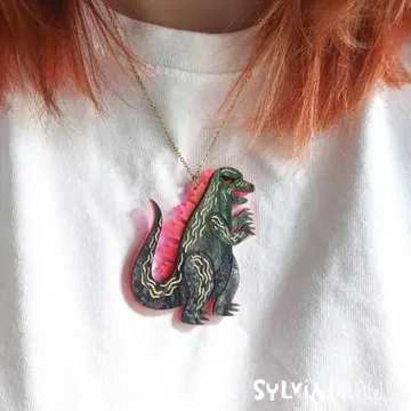 Kaiju Necklace Pink by Sylvia Draws