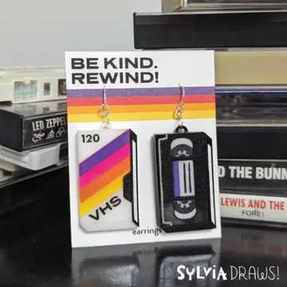 Retro VHS Tape Earrings by Sylvia Draws