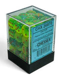 Chessex Gemini: 12mm d6 Plasma Green-Teal/orange Luminary Dice Block (36 dice)
