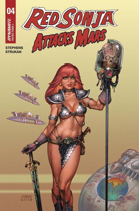 RED SONJA ATTACKS MARS #4 CVR A JOSEPH MICHEAL LINSNER POLYBAGGED TRADING CARD (OF 4)