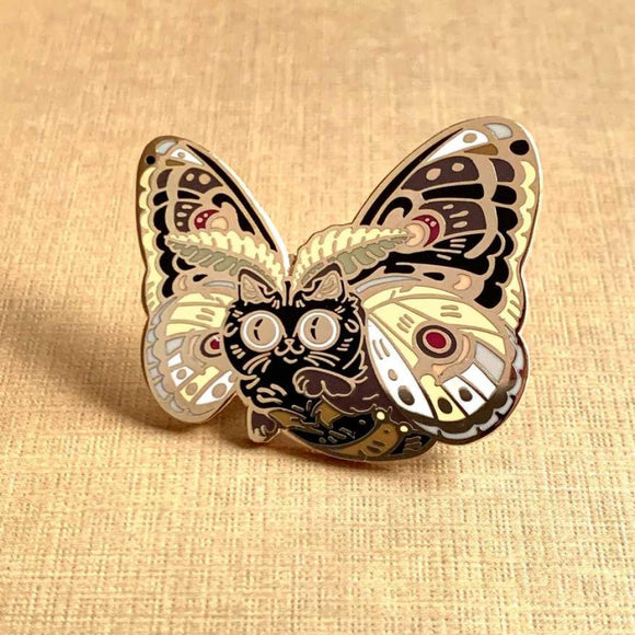 Moth Cat Enamel Pin by Paper Puffin