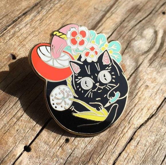 Curious Nature Cat Enamel Pin by Paper Puffin