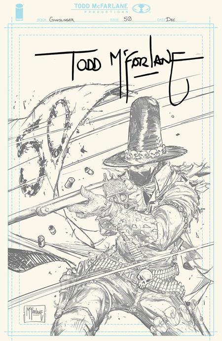 GUNSLINGER SPAWN #50 CVR H INC 1:1000 TODD MCFARLANE SIGNED PENCIL VAR
