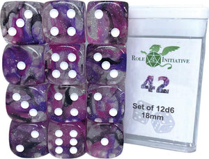 D6 DICE SET DIFFUSION 42 - SET OF 12D6 18MM