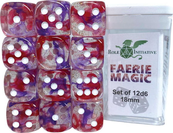 D6 DICE SET DIFFUSION FAERIE MAGIC - SET OF 12D6 18MM