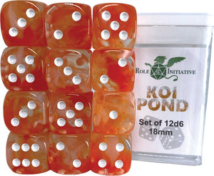 D6 DICE SET DIFFUSION KOI POND - SET OF 12D6 18MM