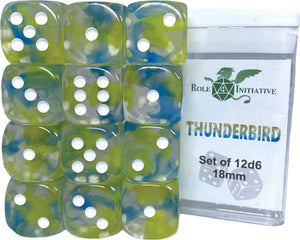 D6 DICE SET DIFFUSION THUNDERBIRD - SET OF 12D6 18MM