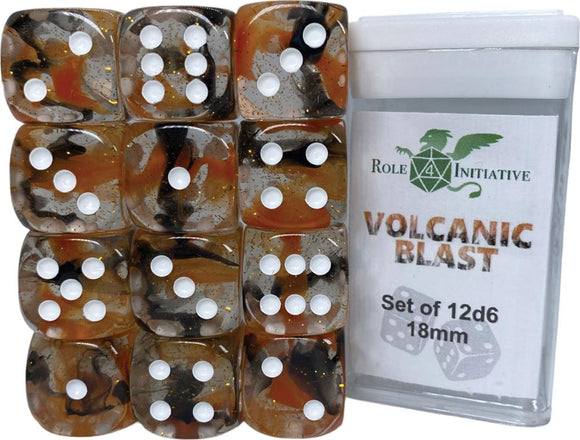 D6 DICE SET DIFFUSION VOLCANIC BLAST - SET OF 12D6 18MM