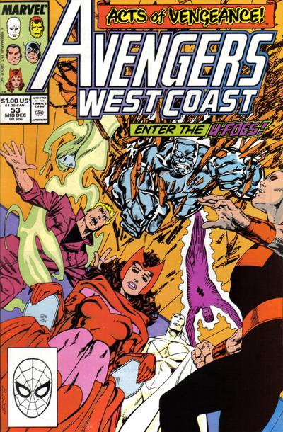 Avengers West Coast #53 Direct ed. - back issue - $5.00