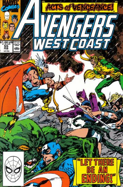 Avengers West Coast #55 Direct ed. - back issue - $5.00