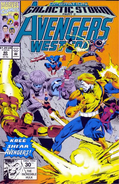 Avengers West Coast #80 Direct ed. - back issue - $3.00